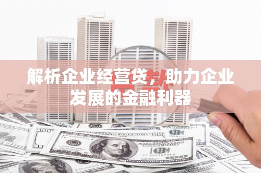 埌东解析企业经营贷，助力企业发展的金融利器