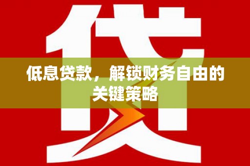 埌东低息贷款，解锁财务自由的关键策略