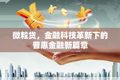 埌东微粒贷，金融科技革新下的普惠金融新篇章
