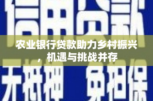 埌东农业银行贷款助力乡村振兴，机遇与挑战并存