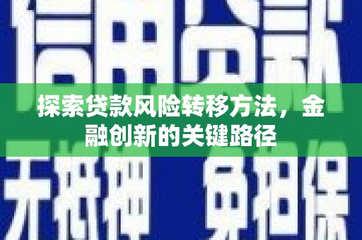 埌东探索贷款风险转移方法，金融创新的关键路径
