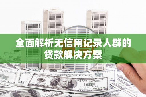 埌东全面解析无信用记录人群的贷款解决方案